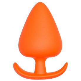 Оранжевая анальная пробка PLUG WITH T-HANDLE - 7,7 см.