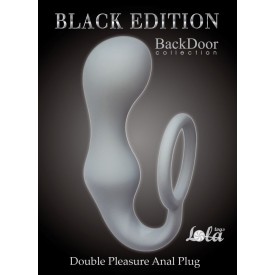 Серое эрекционное кольцо с анальной пробкой Double Pleasure Anal Plug